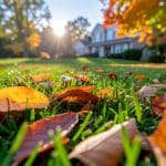 Grub prevention Ohio on a fall lawn with strong roots.